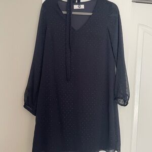 Wallis Elegant Blue Sheer Long Sleeve Dress